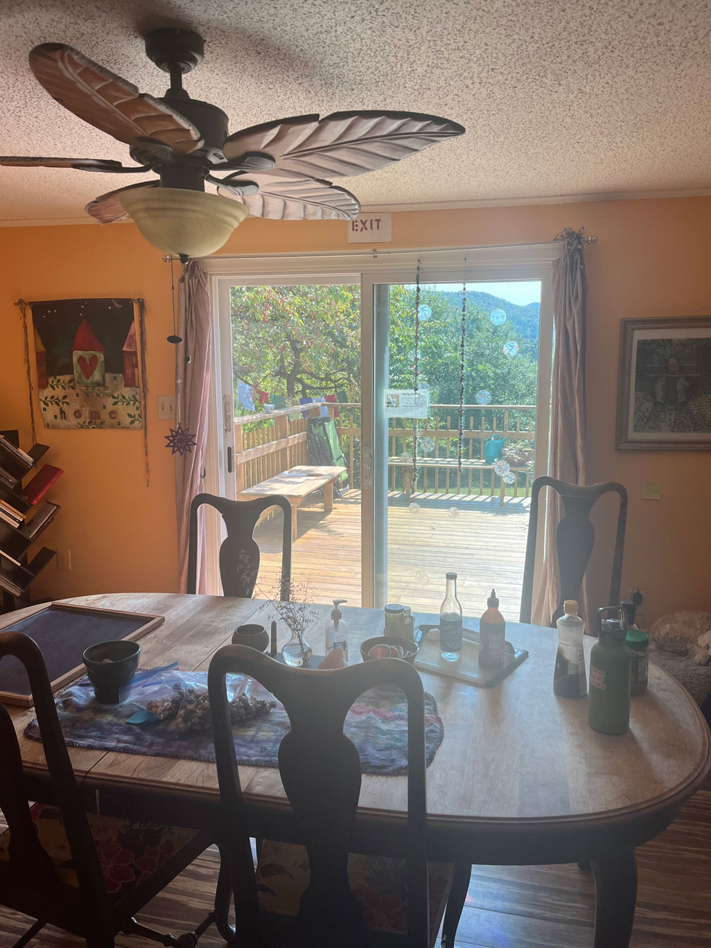 dining-room-looking-outside looking through the sliding glass door of the dining room